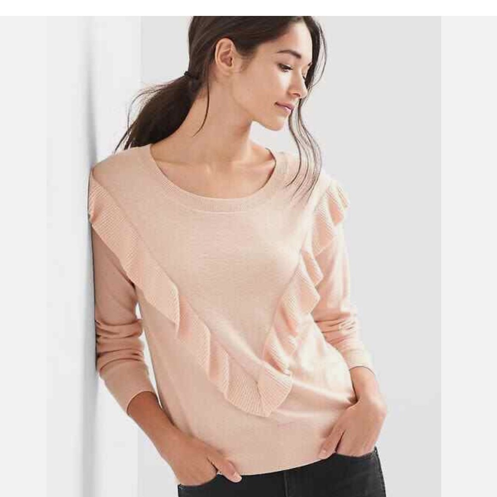 Gap women’s ruffle boatneck sweater size small